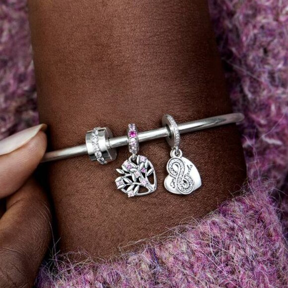 PANDORA Clear Sparkling Row Clip Charm Authentic Silver Clear Zirconia Pavé - Picture 4 of 13